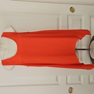 Danielrainn | Red/Orange simi shear Asymmetrical sharkbite hem Tank.